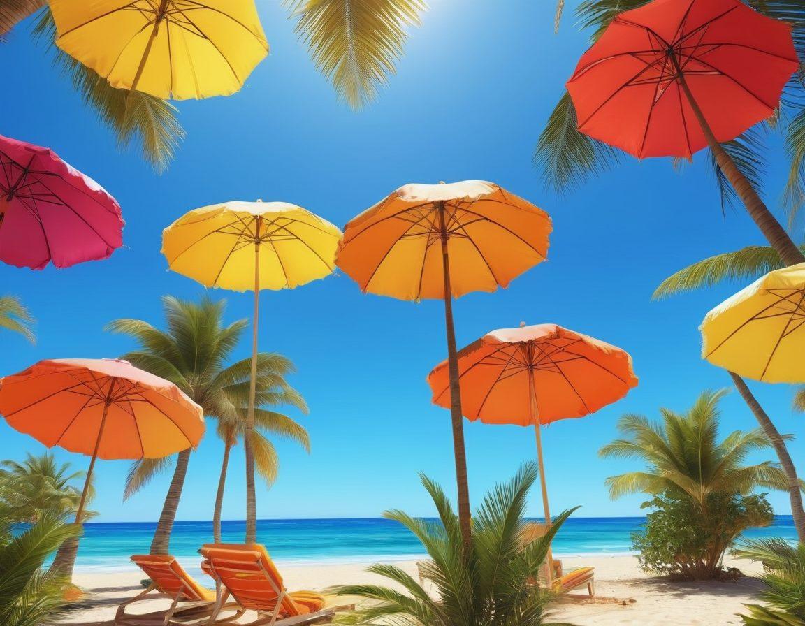 A vibrant summer beach scene filled with diverse women showcasing the latest bikini trends, sandy beach, crystal-clear waves, and colorful beach umbrellas. Include stylish accessories like wide-brimmed hats and sunglasses, with a warm sun shining in a clear blue sky. The beach is bustling with energy, with palm trees swaying in the breeze. super-realistic. vibrant colors. sunny atmosphere.